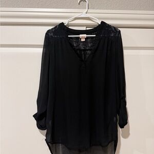 Mossimo Supply Co. Black Lace Accent Blouse